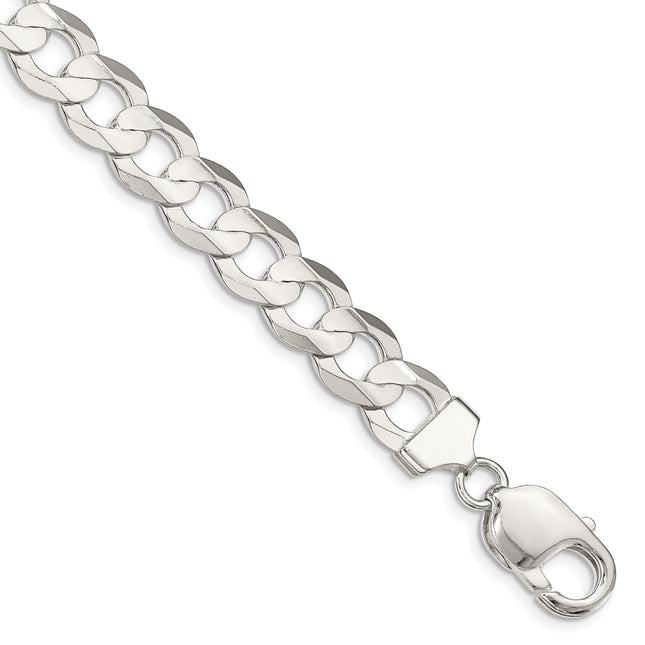 Sterling Silver Concave Beveled Curb Bracelet, 7 x 9.75mm