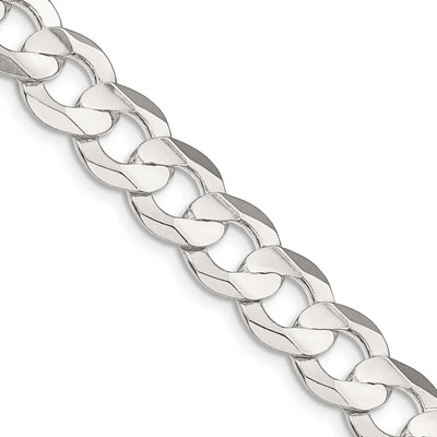 Sterling Silver Concave Beveled Curb Chain, 18 x 9.75mm