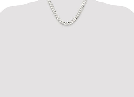 Sterling Silver Rhodium-plated Concave Beveled Curb Chain (Style QCBC250R-18)