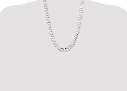 Sterling Silver Rhodium-plated Concave Beveled Curb Chain (Style QCBC250R-24)