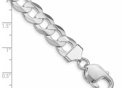 Sterling Silver Rhodium-plated Concave Beveled Curb Bracelet