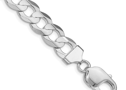 Sterling Silver Rhodium-plated Concave Beveled Curb Bracelet