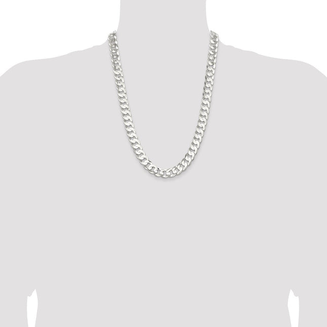 Sterling Silver Concave Beveled Curb Chain, 18 x 11.9mm