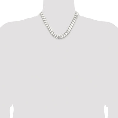 Sterling Silver Rhodium-plated Concave Beveled Curb Chain, 18 x 11.9mm