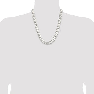 Sterling Silver Rhodium-plated Concave Beveled Curb Chain (Style QCBC300R-22)