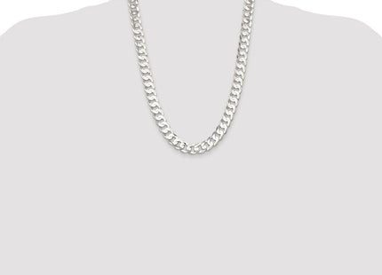 Sterling Silver Rhodium-plated Concave Beveled Curb Chain (Style QCBC300R-24)