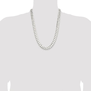 Sterling Silver Rhodium-plated Concave Beveled Curb Chain (Style QCBC300R-24)