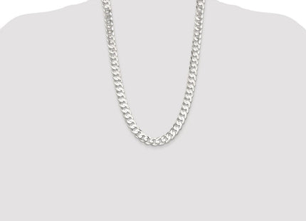 Sterling Silver Rhodium-plated Concave Beveled Curb Chain (Style QCBC300R-26)