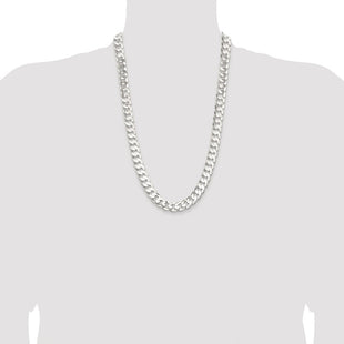 Sterling Silver Rhodium-plated Concave Beveled Curb Chain (Style QCBC300R-26)