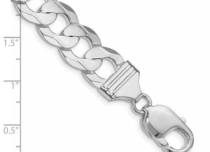 Sterling Silver Rhodium-plated Concave Beveled Curb Bracelet
