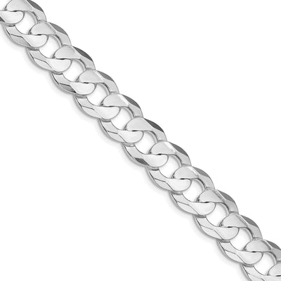 Sterling Silver Rhodium-plated Concave Beveled Curb Chain, 18 x 11.9mm