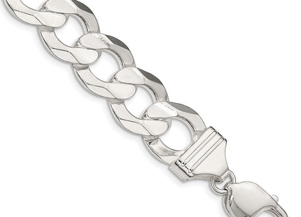 Sterling Silver Concave Beveled Curb Bracelet