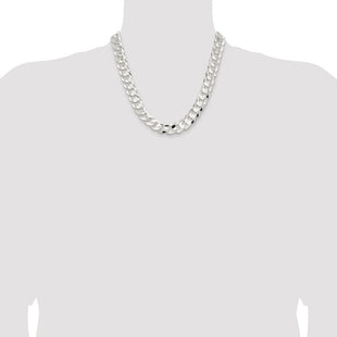 Sterling Silver Rhodium-plated Concave Beveled Curb Chain (Style QCBC350R-20)