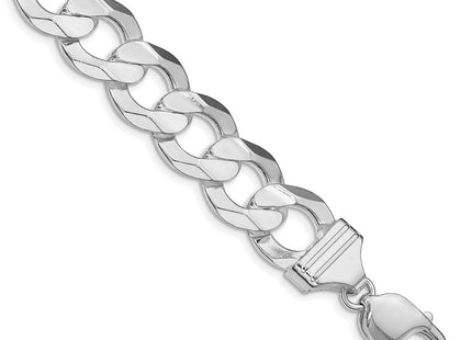 Sterling Silver Rhodium-plated Concave Beveled Curb Bracelet