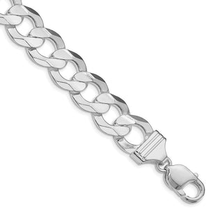 Sterling Silver Rhodium-plated Concave Beveled Curb Chain (Style QCBC350R-8)