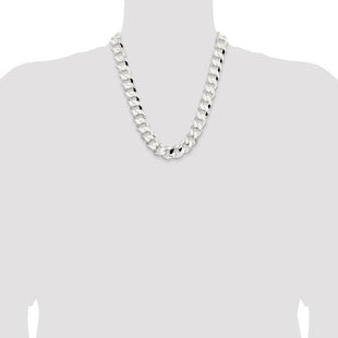 Sterling Silver Concave Beveled Curb Chain (Style QCBC400-22)