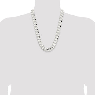 Sterling Silver Concave Beveled Curb Chain (Style QCBC400-24)