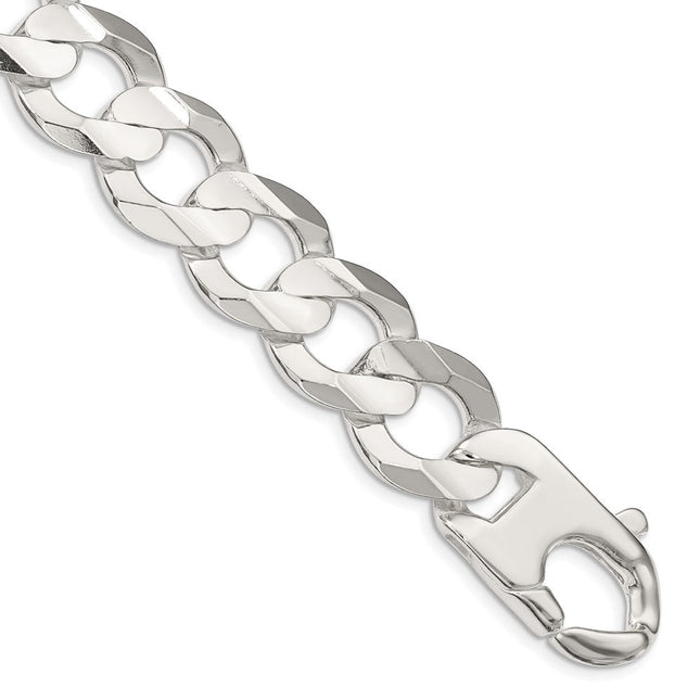 Sterling Silver Concave Beveled Curb Chain, 20 x 15.75mm