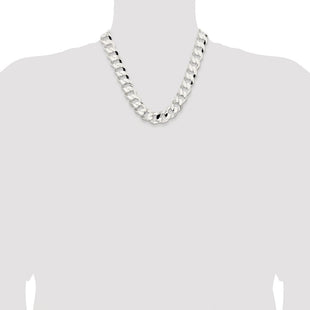 Sterling Silver Rhodium-plated Concave Beveled Curb Chain (Style QCBC400R-20)
