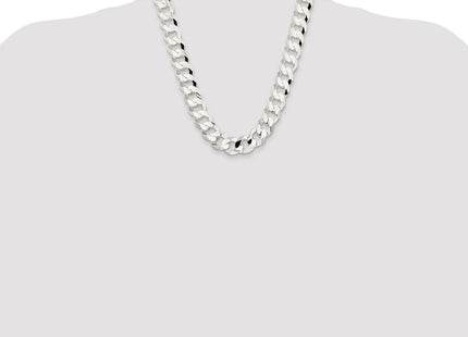 Sterling Silver Rhodium-plated Concave Beveled Curb Chain (Style QCBC400R-22)