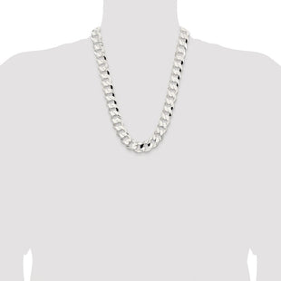 Sterling Silver Rhodium-plated Concave Beveled Curb Chain (Style QCBC400R-24)