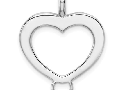 Amore La Vita Sterling Silver Rhodium-plated Polished Open Heart Charm Carrier Pendant