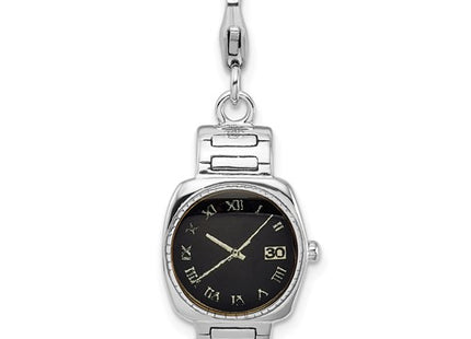 Amore La Vita Sterling Silver Rhodium-plated Polished 3-D Enameled Wristwatch Charm with Fancy Lobster Clasp