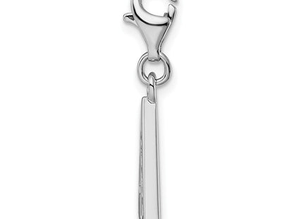 Amore La Vita Sterling Silver Rhodium-plated Polished CZ Letter Initial Charm with Fancy Lobster Clasp, 33 x 12mm
