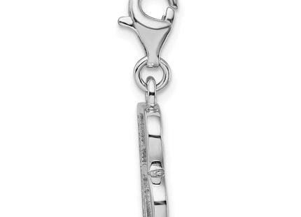 Amore La Vita Sterling Silver Rhodium-plated Polished CZ Letter B Initial Charm with Fancy Lobster Clasp (Style QCC104B)