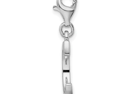Amore La Vita Sterling Silver Rhodium-plated Polished CZ Letter C Initial Charm with Fancy Lobster Clasp (Style QCC104C)