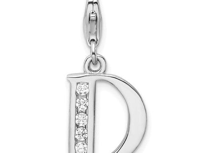 Sterling silver cubic zirconia letter D charm