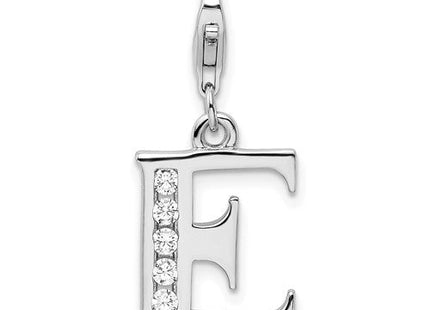 Sterling silver cubic zirconia letter E charm