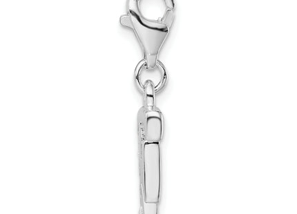Amore La Vita Sterling Silver Rhodium-plated Polished CZ Letter F Initial Charm with Fancy Lobster Clasp, .5 x 12mm