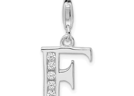 Sterling silver cubic zirconia letter F charm