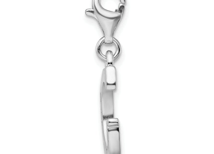 Amore La Vita Sterling Silver Rhodium-plated Polished CZ Letter G Initial Charm with Fancy Lobster Clasp, .5 x 12mm