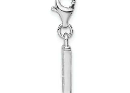 Amore La Vita Sterling Silver Rhodium-plated Polished CZ Letter H Initial Charm with Fancy Lobster Clasp, .5 x 12mm