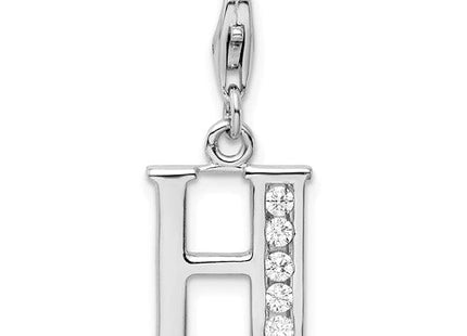 Sterling silver cubic zirconia letter H charm