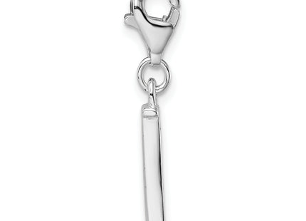 Amore La Vita Sterling Silver Rhodium-plated Polished CZ Letter I Initial Charm with Fancy Lobster Clasp, .5 x 12mm