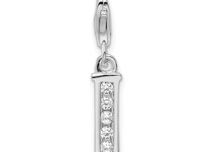 Sterling silver cubic zirconia letter I charm