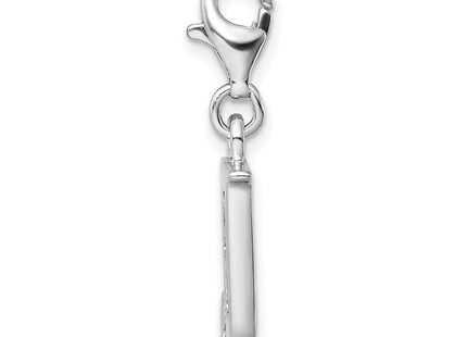 Amore La Vita Sterling Silver Rhodium-plated Polished CZ Letter J Initial Charm with Fancy Lobster Clasp (Style QCC104J)