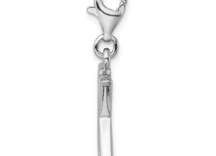 Amore La Vita Sterling Silver Rhodium-plated Polished CZ Letter K Initial Charm with Fancy Lobster Clasp, .5 x 12mm