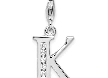 Sterling silver cubic zirconia letter K charm