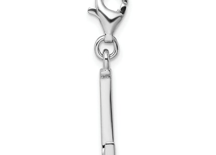 Amore La Vita Sterling Silver Rhodium-plated Polished CZ Letter L Initial Charm with Fancy Lobster Clasp, .5 x 12mm