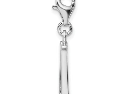Amore La Vita Sterling Silver Rhodium-plated Polished CZ Letter M Initial Charm with Fancy Lobster Clasp (Style QCC104M)