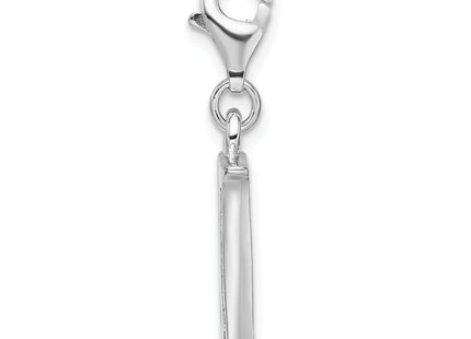 Amore La Vita Sterling Silver Rhodium-plated Polished CZ Letter N Initial Charm with Fancy Lobster Clasp, .5 x 12mm