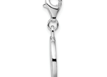 Amore La Vita Sterling Silver Rhodium-plated Polished CZ Letter O Initial Charm with Fancy Lobster Clasp, .5 x 12mm