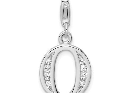 Sterling silver cubic zirconia letter O charm