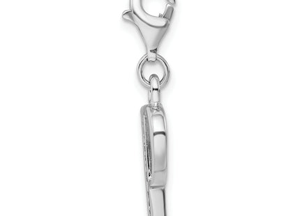 Amore La Vita Sterling Silver Rhodium-plated Polished CZ Letter P Initial Charm with Fancy Lobster Clasp, .5 x 12mm
