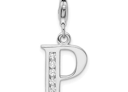 Sterling silver cubic zirconia letter P charm