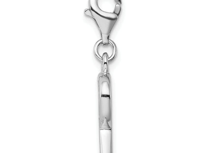 Amore La Vita Sterling Silver Rhodium-plated Polished CZ Letter R Initial Charm with Fancy Lobster Clasp, .5 x 12mm